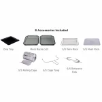 The eight accessories supplied with the DNA Airfryer Oven Lean Edition
