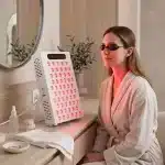 NeuroActive 300W red light therapy panel used for a facial skincare session