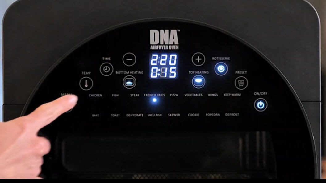 DNA Airfryer Oven Lean Edition glass touch panel with 16 preset functions