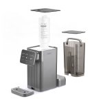 The Cara CA2901 shown with its single four-in-one PCRC composite filter cartridge lifted out, alongside the detachable feed tank and drip tray