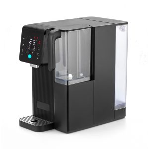 Cara CA3001 benchtop reverse osmosis water station in black, front three-quarter view with the 1.8 litre jug in place