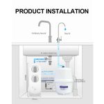 DNA Pure Flow installation diagram showing the unit, tank, faucet and pipe connections