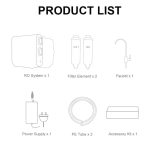 DNA Pure Flow contents: RO unit, two filter elements, tank, faucet, tubing and fittings