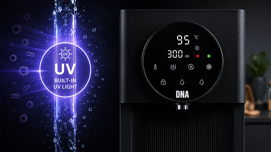 DNA Water Cooler display with the built-in UV light feature