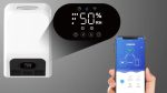 Keri KR300-6G humidifier display and Wi-Fi app showing 50% relative humidity