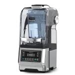 Kuvings CB1000 commercial vacuum blender, front view with the sound enclosure closed over the Tritan container