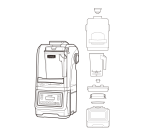 Diagram of the Kuvings CB1000 components including container, vacuum lid and sound enclosure