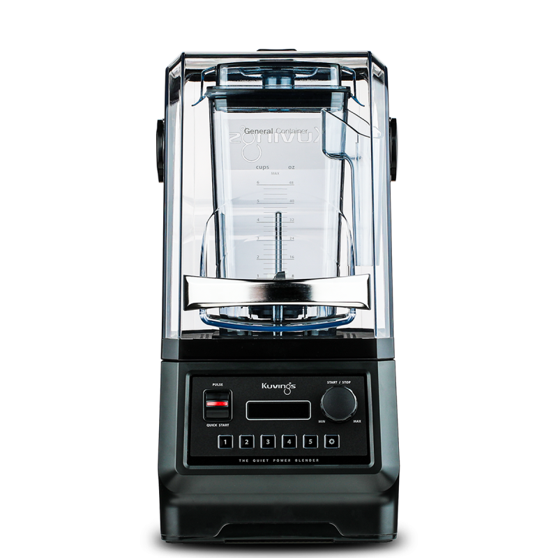 Kuvings CB850 Commercial Blender Kuvings CB850 commercial blender, front view with the Tritan container in place