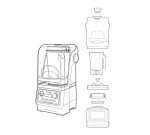 Diagram of the Kuvings CB850 components including container, lid and sound enclosure