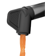 The Zumex Multifruit non-drip rotating tap pouring fresh carrot juice