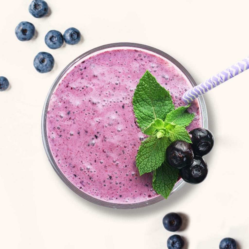 Berry smoothie blended in an OmniBlend blender