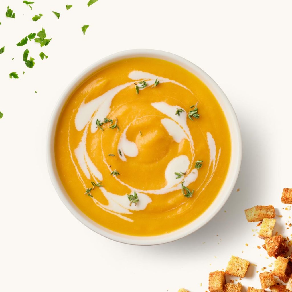 Butternut soup blended in an OmniBlend blender