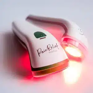 Photizo Pain Relief LED light therapy device glowing red