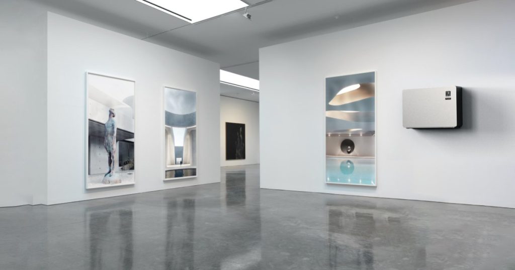 Solenco Fairland Inverter-Plus dehumidifier wall-mounted in an art gallery