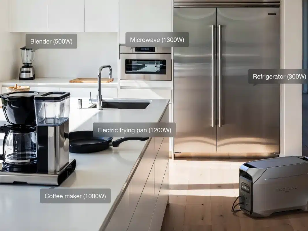 EcoFlow DELTA 3 Ultra Plus running kitchen appliances