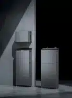 EcoFlow PowerOcean Plus three-phase inverter above two battery stacks