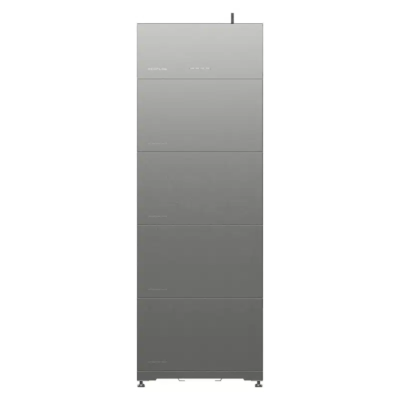 EcoFlow PowerOcean Single-Phase inverter with four batteries (20kWh), floor-standing, front view