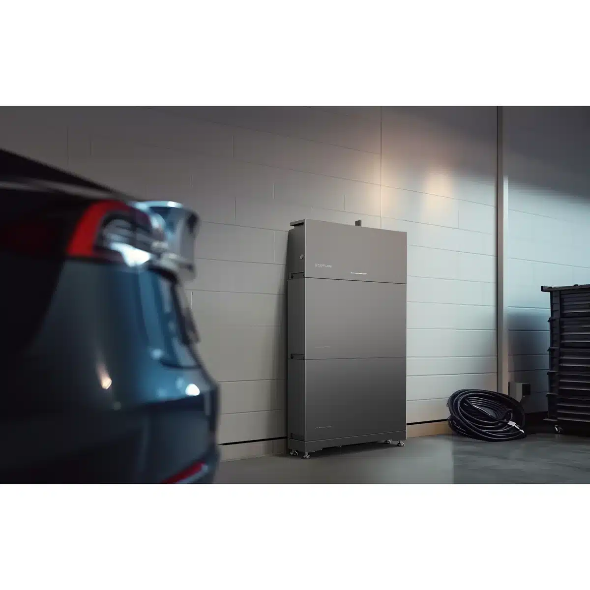 EcoFlow PowerOcean Single-Phase floor-standing in a home garage