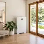 Huawei Power-M 10kWh beside timber sliding doors in a living area