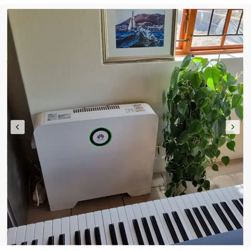 Huawei Power-M in its first 5kWh form in Dylan Phelan’s music room, beside a keyboard