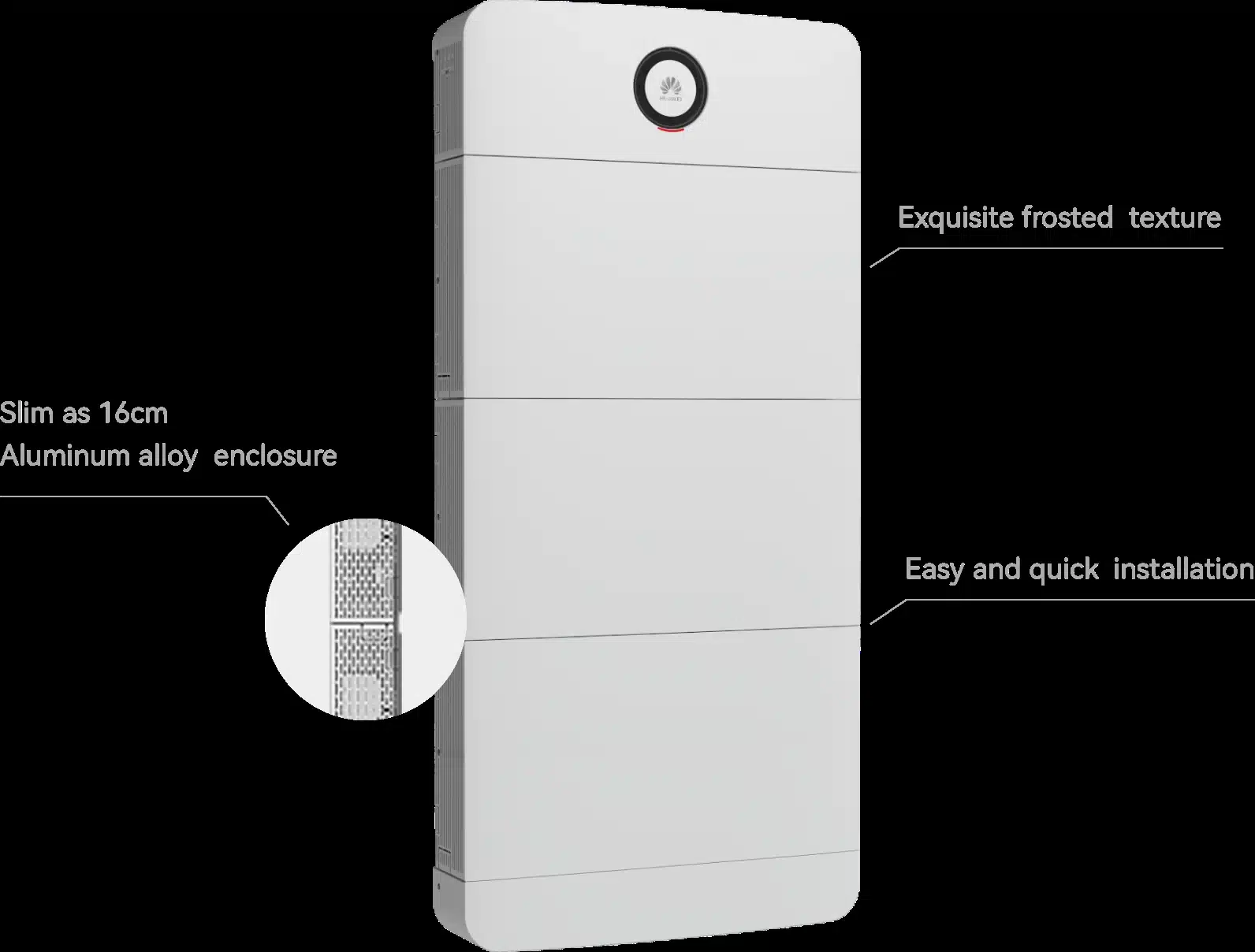 Huawei Power-M side profile showing the 16 cm aluminium enclosure